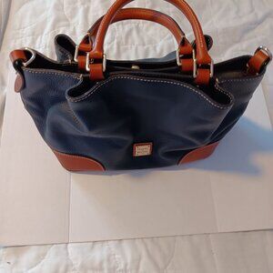 DOONEY AND BOURKE PEBBLE GRAIN LEATHER BRENNA BAG MIDNIGHT BLUE